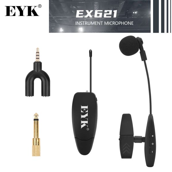 Micrófonos EYK UHF Instrumento inalámbrico Condensador CLIP MIC Mic Mic Repking Voice Show para Saxophon Trompet Horns Tuna