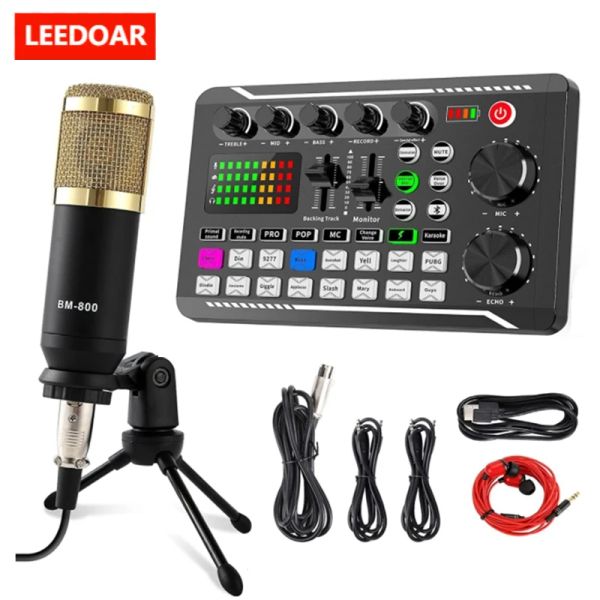 Microphones F998 BM800 Set Kit de carte son portable Studio Music Mixer Réduction du bruit Microphone Voice Live Broadcast pour le téléphone PC Record
