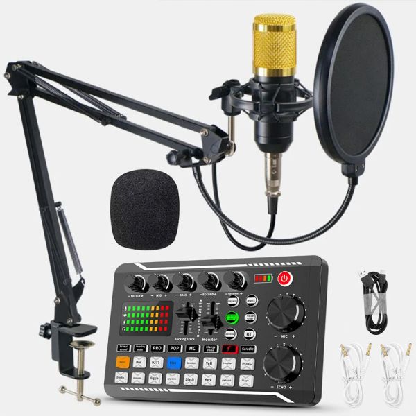 Microphones F998 Kit de mélangeur de microphone Carte Sound 16 Effects sonores Recordage Audio Mixer Audio Mélange Amplificateur de console pour téléphone PC PC