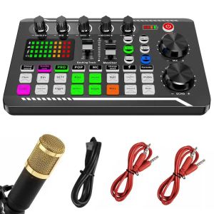 Microphones F998 Sound Card Studio Mixer Mixer Singing Audio Mixer Kit pour YouTube Recording Live Broadcast Phone Computer Podcast