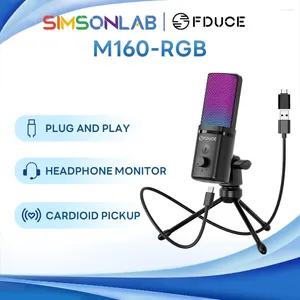 Microfoons fduce M160-RGB USB-gamingmicrofoon met RGB Dynamic Color Touch Mute Button Hoofdtelefoonaansluiting Tripod Mount voor pc PS4 PS5