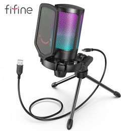 Microphones FIFINE Ampligame Microphone USB pour le streaming de jeu avec filtre anti-pop Microphone à condensateur de contrôle de gain pour PCMAC -A6V 230518