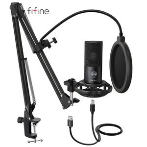 Microphones FIFINE Studio Condenser Kit de microphone d'ordinateur USB avec support de bras de ciseaux réglable Support antichoc pour Voice OversT669 230518