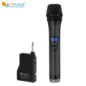 Microphones Fifine Uhf Wireless Handheld Dynamic Microphone Receiver for Outdoor Wedding Wedding Bar Live Show School Conference Karaoke K025