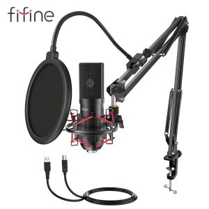 Microphones Fifine USB Gaming Microphone Ensemble avec un support de bras flexible PORT FILTER PLIG PLY AVEC LAPTOP PC LAPTOP PODCAST STREATING PODCAST T732