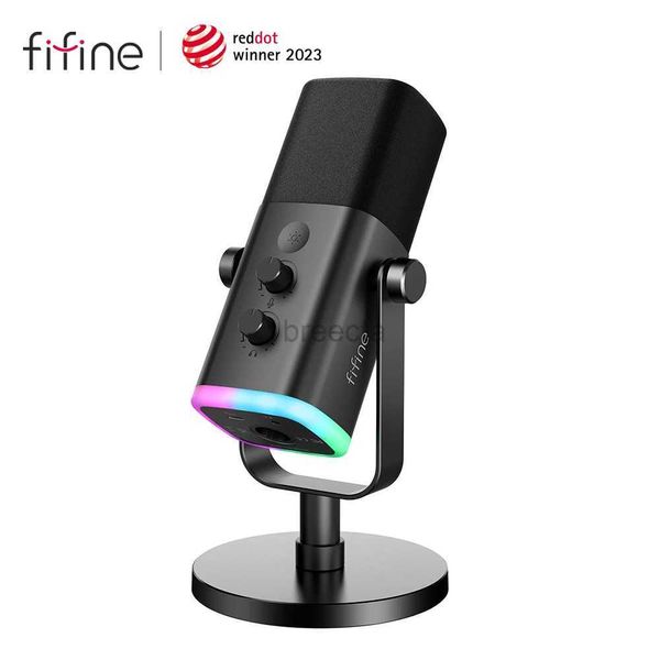 Micrófonos Fifine USB/XLR Micrófono dinámico con touch mute Buttonheadphone Jacki/o Controls para PC PS5/4 Ampligame de micrófono Mixergaming AM8 240408