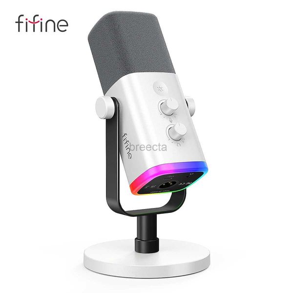 Micrófonos Fifine XLR/USB Micrófono dinámico con conector para auriculares/RGB/Mutemic para registrar la transmisión de juegos PS4/PS5 Ampligame AM8W 240408