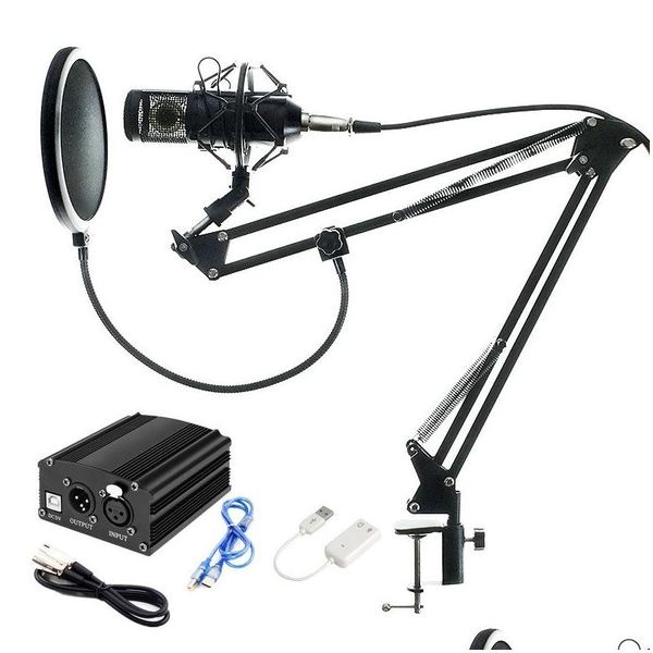 Microphones Fl Set Microphone professionnel BM800 condensateur Ktv Pro O Studio enregistrement Vocal micro ajouter métal livraison directe électronique A/DHZOK
