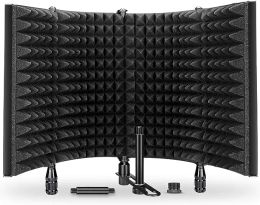 Microphones Pliable Studio Microphone Shield 5 Panneau Ajustement de microphone Shield Isolation Reflexion Filtre Vocal Booth pour l'enregistrement