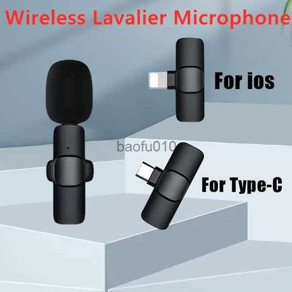 Microphones pour iPhone 14 13 / Type-C Téléphone portable Microphone Lavalier sans fil Enregistrement audio vidéo portable Mini Mic Mike Jeu en direct Enseigner HKD230818