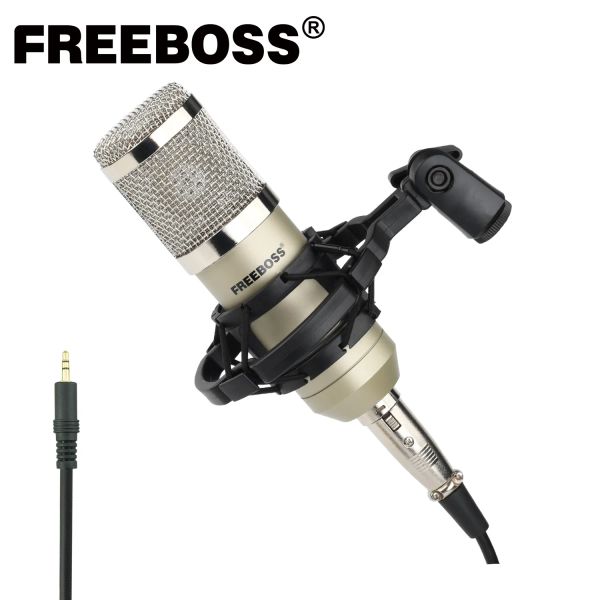 Microphones Freeboss BM800 3.5mm Plug Plastic Shock Mount Enregistrement de jeu professionnel Diffusion Chat Chant Microphone à condensateur