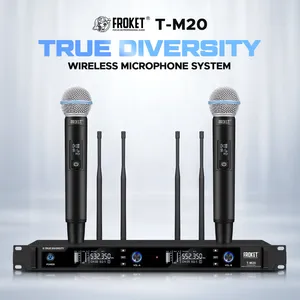 Microfoons Froket Wireless Handheld Microfoon System T-M20 4 Antennes UHF True Diversity Dual Channel Mics Set Dynamic Mic voor zingen