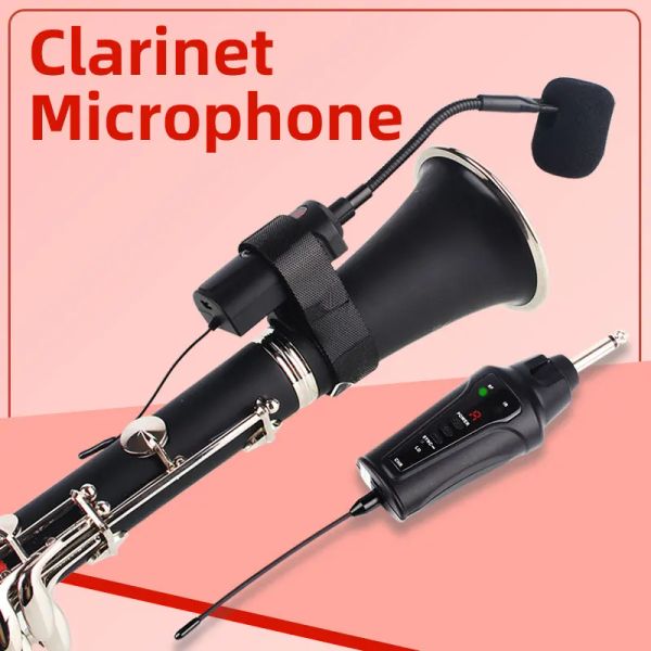 Micrófonos FT5 Clarinete Micrófono UHF UHF Instumento inalámbrico Mic Mic Instrument Receptor y Sistema de transmisor para Clarinet