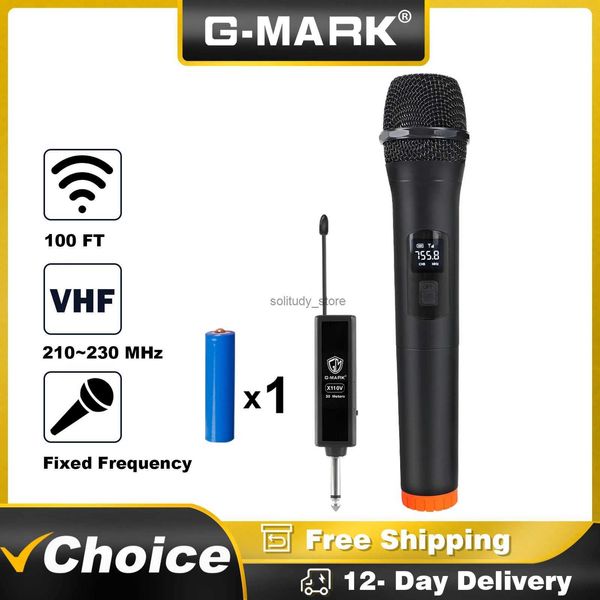 Micrófonos G-mark x110v micrófono de karaoke inalámbrico con batería de litio recargable fácil de usar para fiestas de la iglesia Programa de reuniones familiares Hostsq