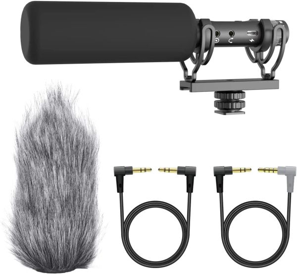 Microphones G20 Shotgun Microphone Camera micro avec hhockmount et pare-brise Intégré Supercardioid Difficiel Mic pour la caméra