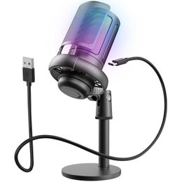 Microphones Gaming USB Microphone Enregistrement de streaming Podcast Mic de condenseur avec maîtrise de gain de maîtrise de choc RV-MUTE RVB pour ordinateur portable PC HKD230818