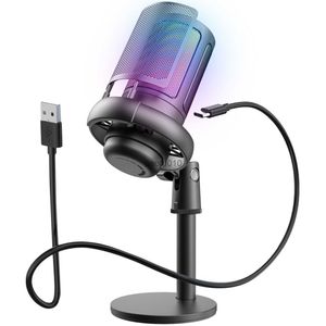 Microphones Gaming USB Microphone Enregistrement de streaming Podcast Mic de condenseur avec maîtrise de gain de maîtrise de choc RV-MUTE RVB pour ordinateur portable PC HKD230818