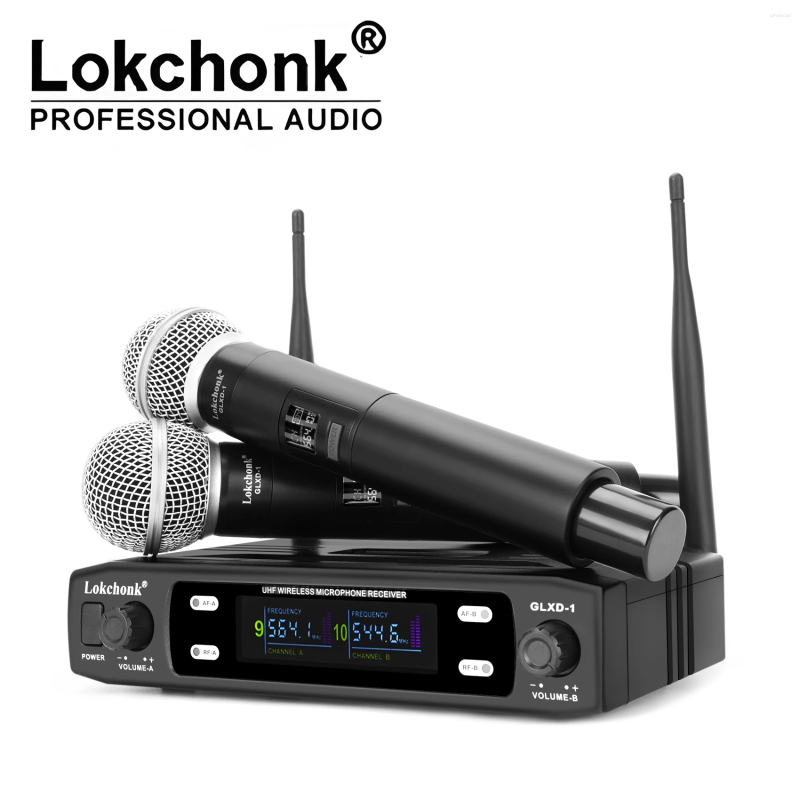 Microphones GLXD1 Wireless Microphone System Dual Channel UHF Fixed Frequency Cordless Handheld Dynamic Mic For Karaoke Party Church