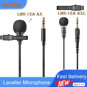 Micrófonos GOODOX LMS12A AXL de 3.5 mm TRS Jack Mini Portable Condensador Condensador Clipon Lapelada Mic Mic Mic Wired para teléfono para la computadora portátil