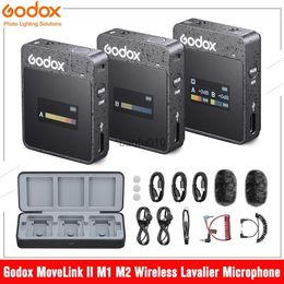 Microfoons Godox Movelink II M1 M2 2,4 GHz draadloze Lavalier Microphone -zenderontvanger voor telefoon DSLR Camera Smartphone MIC HKD230818