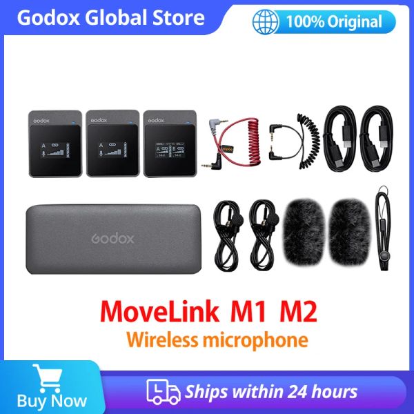 Microphones Godox MoveLink M1 M2 2,4 GHz Microphone Lavalier sans fil pour appareils photo reflex numériques caméscopes smartphones et tablettes pour YouTube