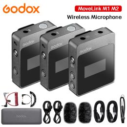 Microphones Godox MoveLink M1 M2 Lavalier 2.4 GHz Microphone Microphone Receiver WirelessTransmitter pour les tablettes de smartphone DSLR de téléphone