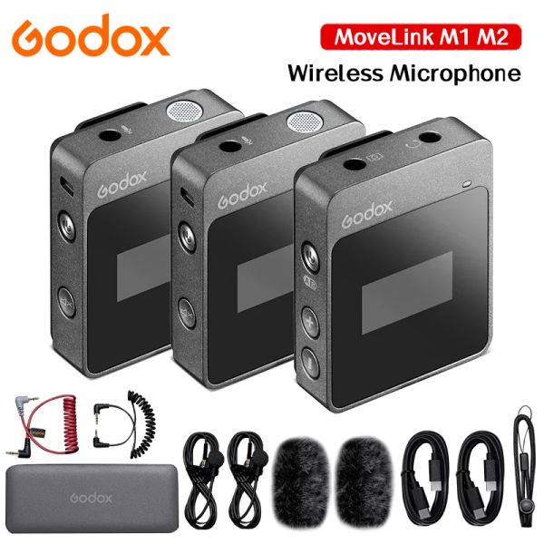 Micrófonos godox movelink M1 M2 Lavalier 2.4Ghz Microfono inalámbrico Receptor de transmisor inalámbrico para teléfono DSLR Tabletas de teléfonos inteligentes