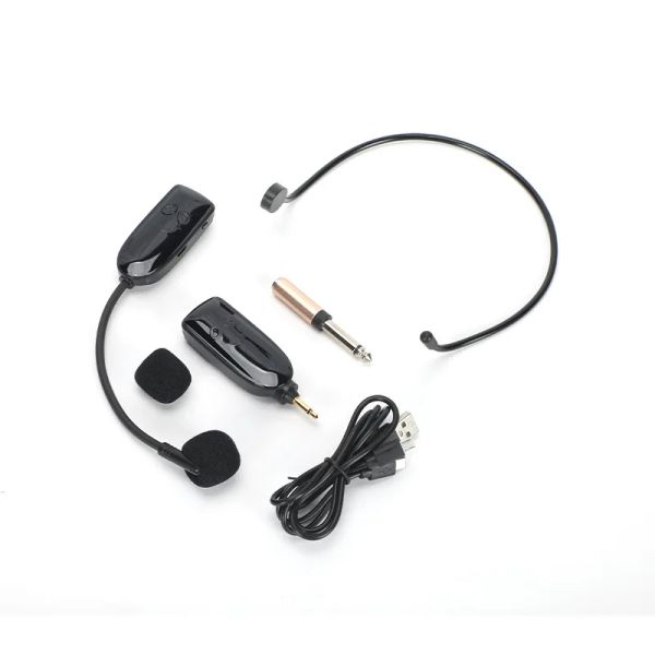 Micrófonos Hommansportes 2.4G Microfono inalámbrico Auriculares Profesional Mic Mic de 30m Rango para enseñar altavoces del amplificador de voz