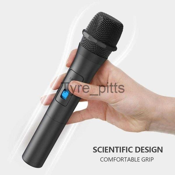 Microphones Microphone sans fil portable Système de micro dynamique en métal avec récepteur rechargeable Machine de karaoké et mélangeur pour la fête x0717