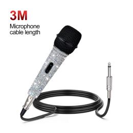 Microfoons Heikuding Wired Handheld Metal Microfoon Dynamische microfoon met diamanteffect voor Karaoke zingende DJ Mic