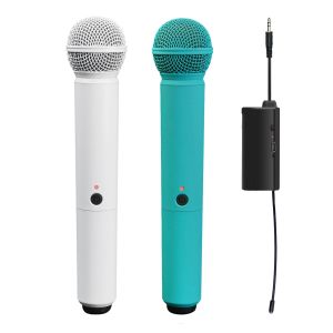 Micrófonos Sistema de micrófono inalámbrico para el micrófono recargable de karaoke y receptor de 3,5 mm