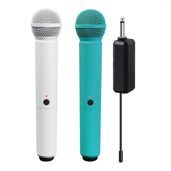 Microphones Heikuding Système de microphone sans fil pour carte son sans fil Mic Karaoke Rechargeable et récepteur 6,35 mm