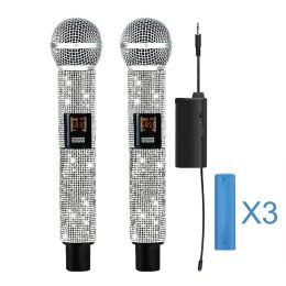 Microphones Heikuding Wireless Universal Microphone Crystal sans fil Dynamique Mic pour la parole de la fête de chant karaoké avec batterie rechargeable