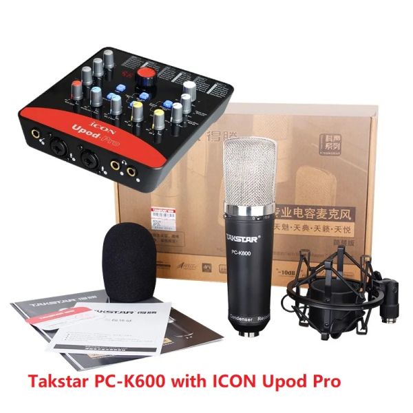 Micrófonos de alta calidad Takstar PCK600 Micrófono de grabación con tarjeta de sonido Icon Upod Pro para grabación, con cable de audio