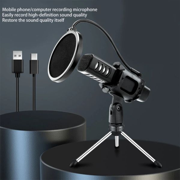 Microphones High Quality Streaming Condenser Microphone Set Game Props Vocal Enregistrement Application Microphone Headset USB Port