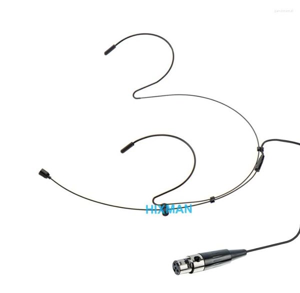 Micrófonos HIXMAN Black HM1-ST Auriculares omnidireccionales de doble oído Micrófono de cabeza para Sabine SW-70 DS80-T Transmisor de petaca inalámbrico