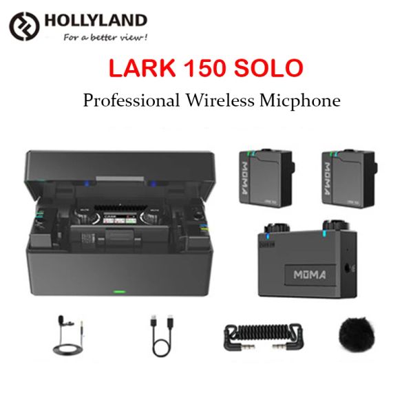 Microphones Hollyland Lark 150 Duo Solo 2,4 GHz Microphone Wireless Rx TX Kit Lavalier Microfone Mic pour caméra dslr iPhone Android Phones