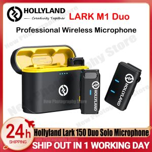 Microfoons Hollyland Lark M1 Duo 2,4 GHz draadloze Lavalier Microphone met laadcase voor interviewsvloggende live streaming microfone microfoon