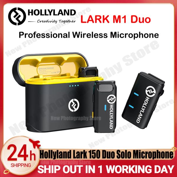 Microphones Hollyland Lark M1 Duo 2,4 GHz Microphone Lavalier sans fil avec cas de charge pour interview Vloging en direct en diffusion micro-micro