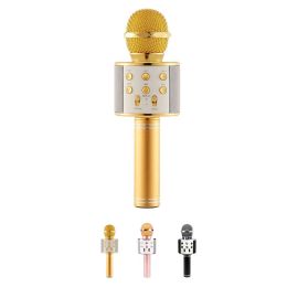 Microfoons Home Hotel BluetoothCompatible Microfoon Professional USB Charging Volume aanpassing Karaoke Player Mic Gold