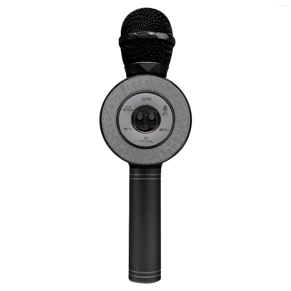 Microphones Accueil USB rechargeable avec lumière LED UniversalCompatible Contrôle du volume Portable sans fil Microphone KTV
