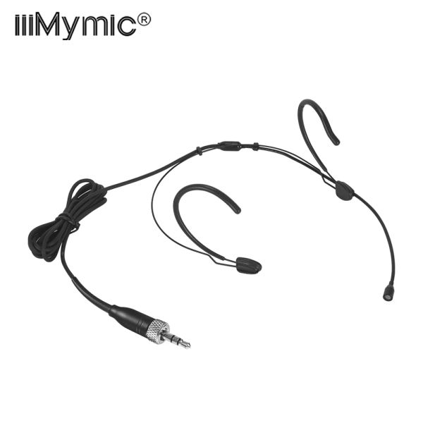 Microphones IIIMymic Professional Black Casice Microphone 3,5 mm Verrouble Mic Mic à double oreille pour Sennheiser Wireless BodyPack System