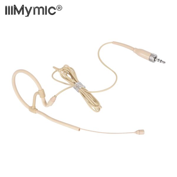 Microphones iiimymique Single Earhook Headset Microphone 3,5 mm Jack TRS Mic de tête beige verrouillable pour Sennheiser Wireless BodyPack System