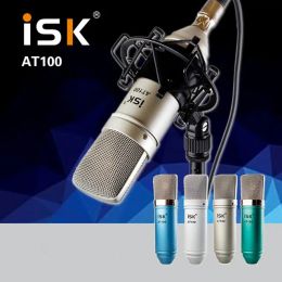 Micrófonos ISK AT100 Micrófono Condensador Micrófono para la computadora Red de registro de computadora Karaoke con montaje de choque