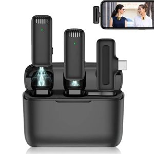 Micrófonos j13 micrófono lavalier inalámbrico con caja de cargadores audio portátil receptor mini micrófono para iPhone Android Tablet Gaming Live