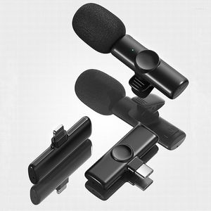 Microfoons K2 Mini HD Microfoon Wireless Rapel Lavalier Plug Play Clip Mic voor telefoon