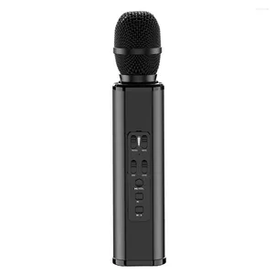 Micrófonos K6 Bluetooth inalámbrico micrófono karaoke micro condensador dual altavoz portátil canto negro