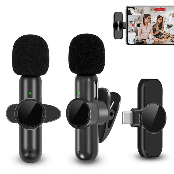 Microphones K6 Wireless Lavalier Microphone Audio Video Enregistrement mini micro pour iPhone iPad Android ordinateur portable en direct Smartphone Microphone