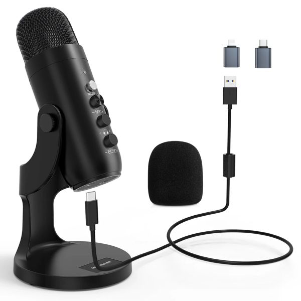 Microphones K66 USB Condenser Gaming Microphone Podcasting Mic pour l'enregistrement vocal en streaming PC compatible avec ordinateur portable