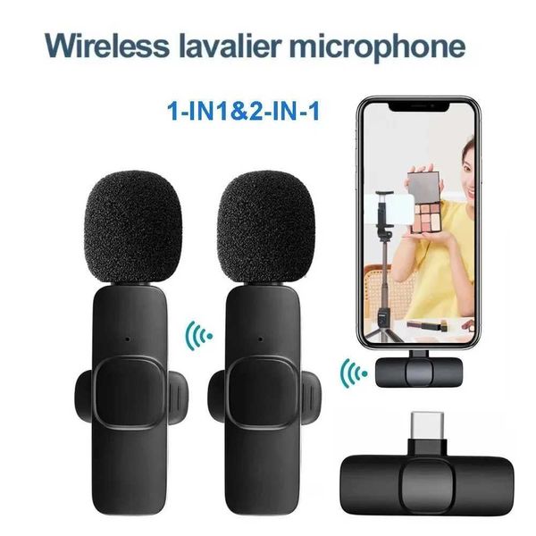 Micrófonos k9 mini lavalier micrófono portátil audio grabación mini solapa microfone inalámbrico para iPhone Typec iPad Juego 240410